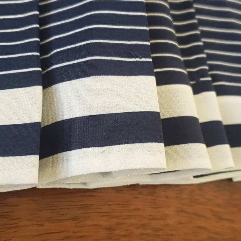 Vintage Navy White Stripe Pleated A-Line Skirt Nautical Preppy Mid-Length M